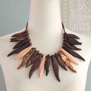 Zsiska Crackled Adjustable Burgundy, Peach & Rose Gold Necklace